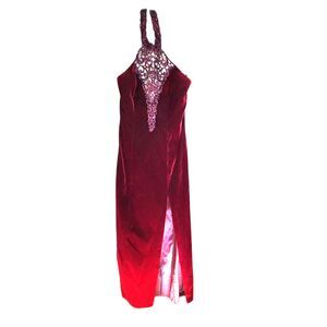 Vintage 90's Zum Zum Dark Red Velvet Formal Dress Size 7/8